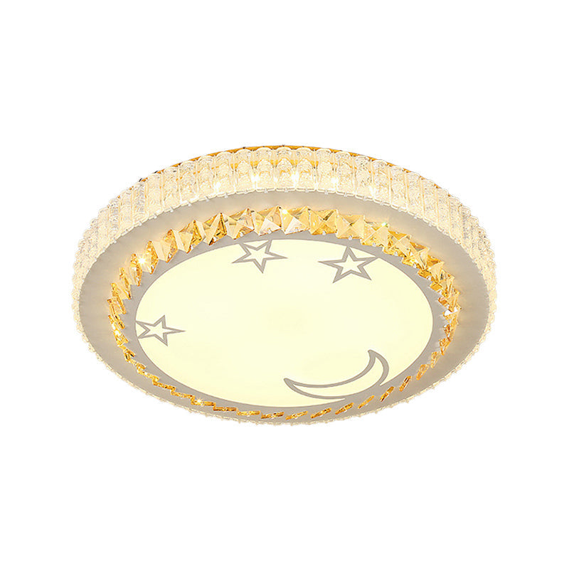 Modern Circular Flushmount Led Ceiling Light With Clear Crystal And Fun Patterns Ideal For Bedroom