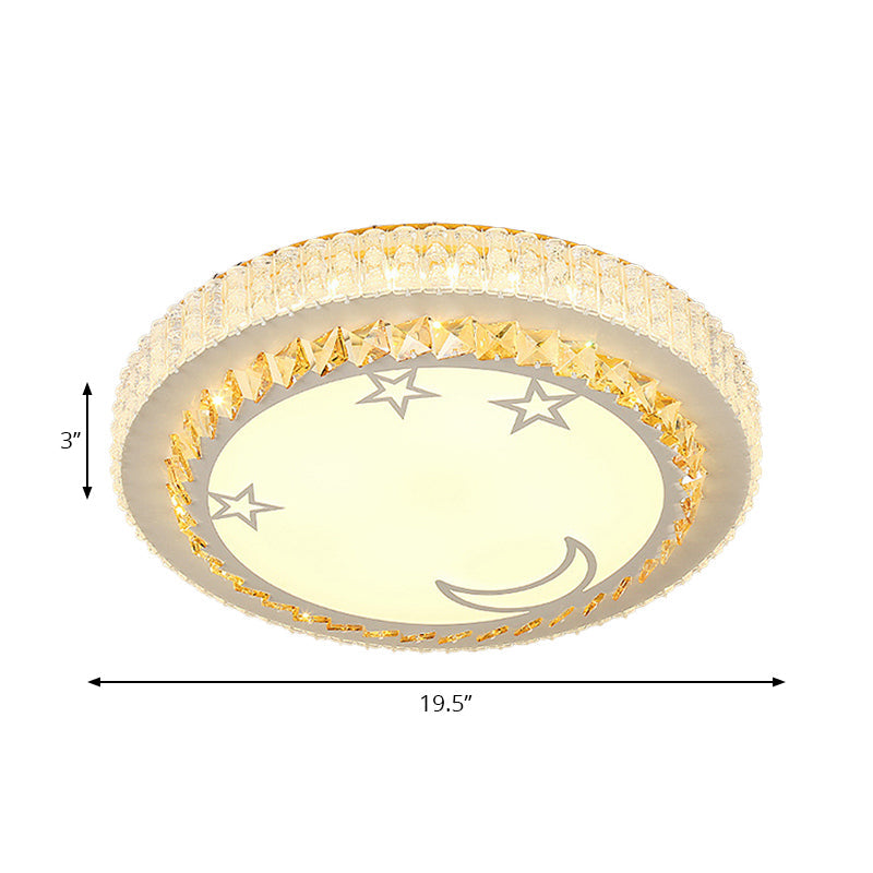 Modern Circular Flushmount Led Ceiling Light With Clear Crystal And Fun Patterns Ideal For Bedroom