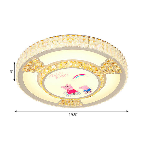 Modern Circular Flushmount Led Ceiling Light With Clear Crystal And Fun Patterns Ideal For Bedroom