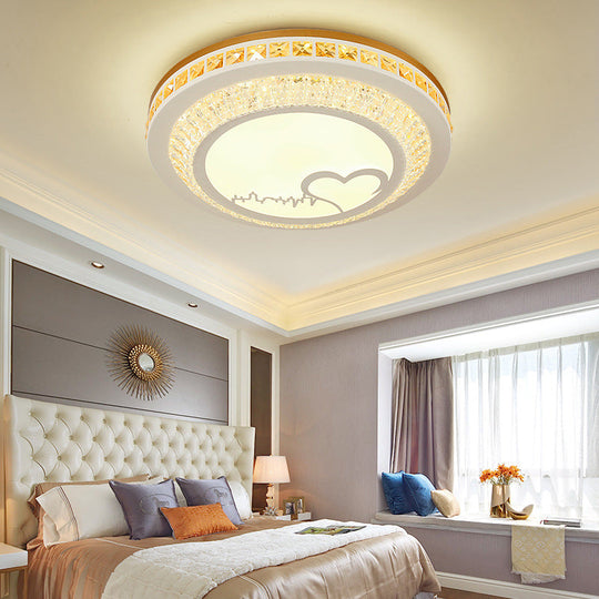 Modern Circular Flushmount Led Ceiling Light With Clear Crystal And Fun Patterns – Ideal For