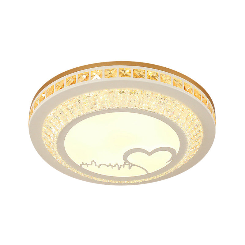 Modern Circular Flushmount Led Ceiling Light With Clear Crystal And Fun Patterns Ideal For Bedroom