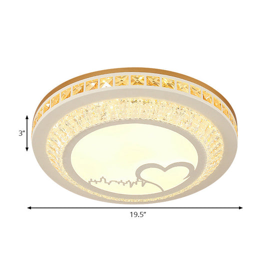 Modern Circular Flushmount Led Ceiling Light With Clear Crystal And Fun Patterns – Ideal For Bedroom