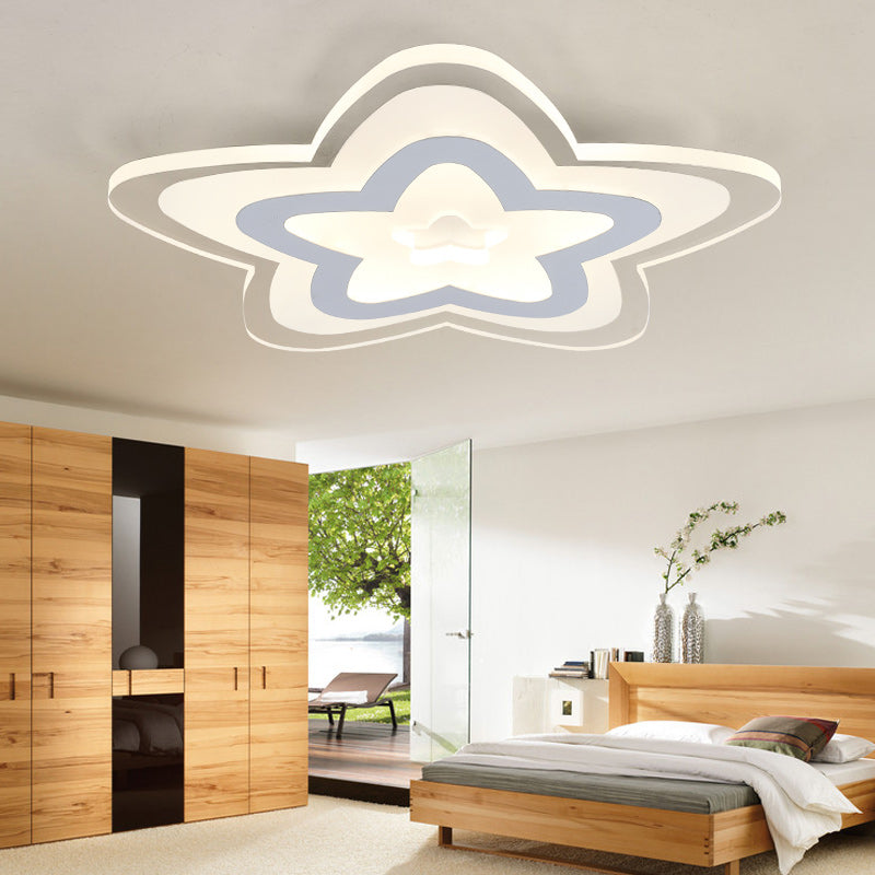 Contemporary Star Slim Led Ceiling Mount Light In White - Perfect For Game Room! / 14’ Warm