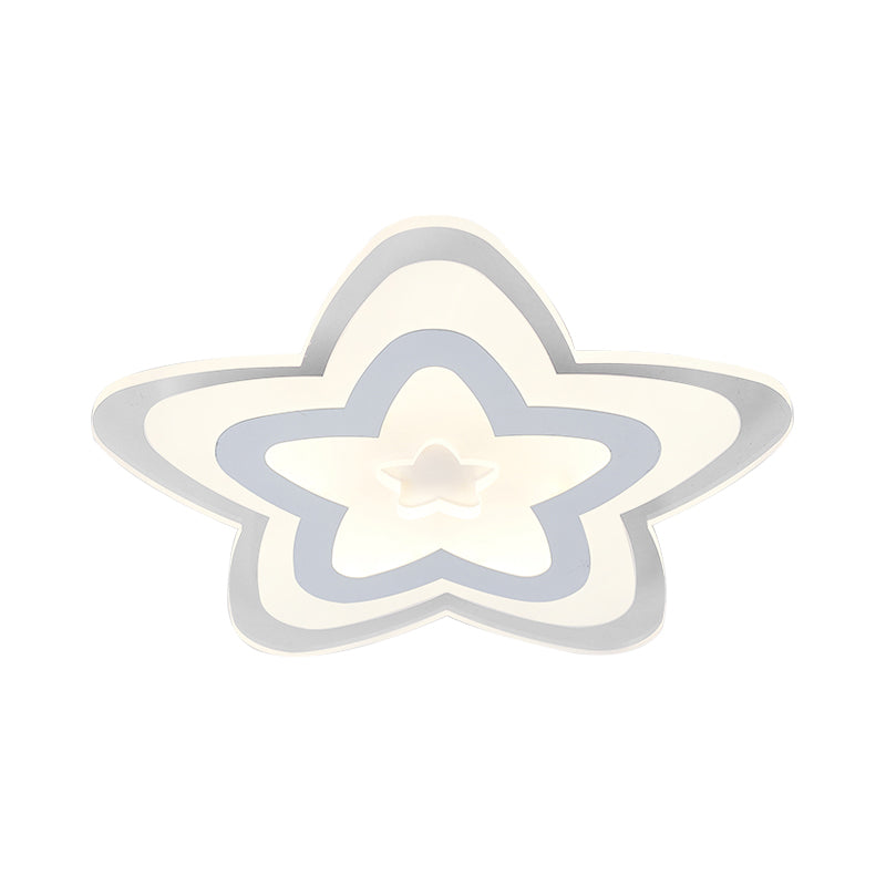 Contemporary Star Slim Led Ceiling Mount Light In White - Perfect For Game Room!