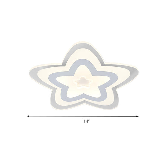 Contemporary Star Slim Led Ceiling Mount Light In White - Perfect For Game Room!