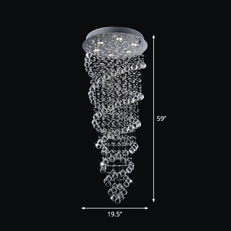 Contemporary Dual-Spiral Crystal Flush Mount Ceiling Light In Stainless Steel 2/6-Head Ideal For