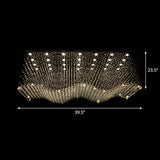 Opulent Crystal Wavy Ceiling Light - Modernist Flush Mounted Lamp In Stainless Steel 28-Light For