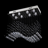 Modern Crystal Wavy Dining Room Ceiling Lamp - Flush Mount Stainless Steel Lighting Fixture (8