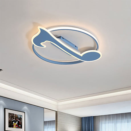 Nordic Musical Note Ceiling Mount Light For Kindergarten - Acrylic Candy Colored Lamp Blue / Warm
