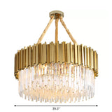 Contemporary Led Chandelier With Tri-Sided Crystal Rods Gold Finish For Dining Room 19.5/23.5/47