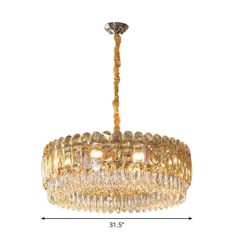 Modern Crystal Round Chandelier Pendant Light With 6/10 Silver Heads Ideal For Bedroom Suspension
