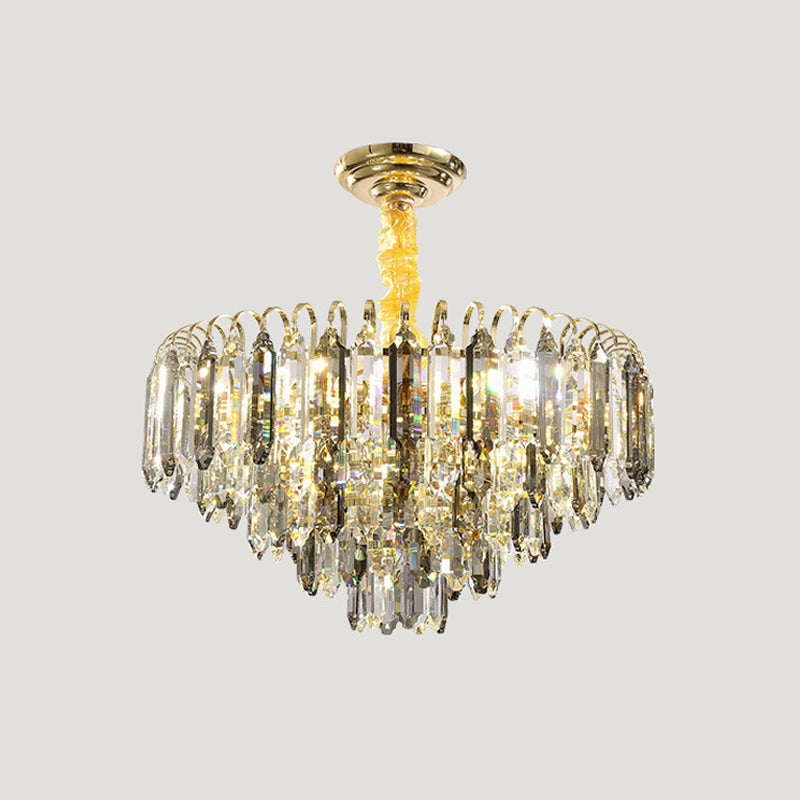 Modern 6/9/16-Bulb Clear Crystal Silver Chandelier Ceiling Light For Bedroom