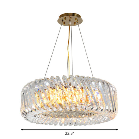 Minimalist K9 Crystal Chandelier Pendant Light Fixture - Available In 4/8/12 Lights Gold