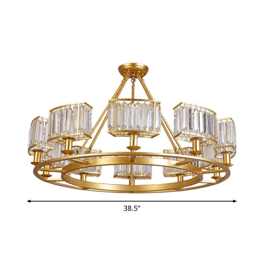 Modern Gold Crystal Prism Chandelier Pendant Light - 6/8/10 Bulb Dining Room Hanging Lamp