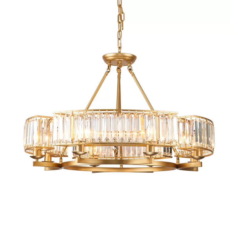 Modern Gold Crystal Prism Chandelier Pendant Light - 6/8/10 Bulb Dining Room Hanging Lamp