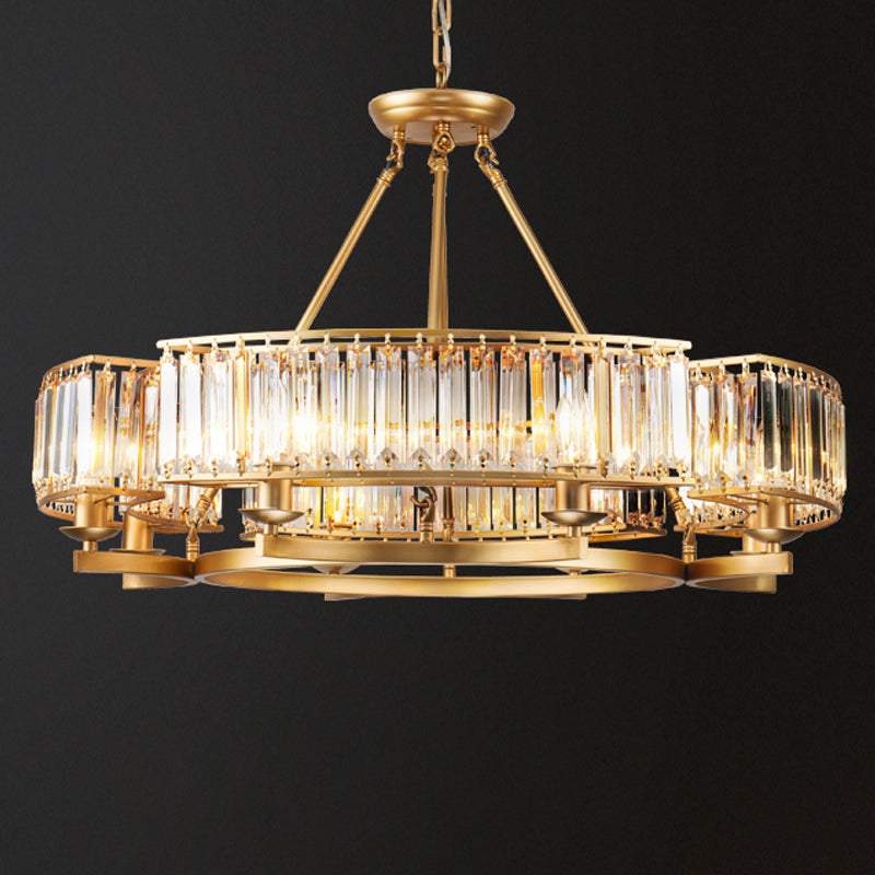 Modern Gold Crystal Prism Chandelier Pendant Light - 6/8/10 Bulb Dining Room Hanging Lamp