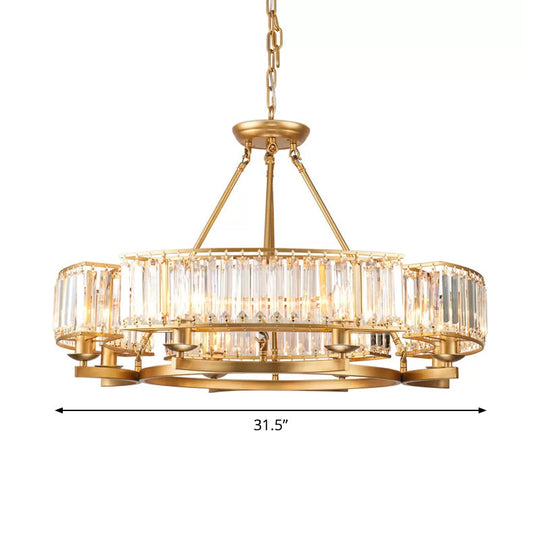 Modern Gold Crystal Prism Chandelier Pendant Light - 6/8/10 Bulb Dining Room Hanging Lamp