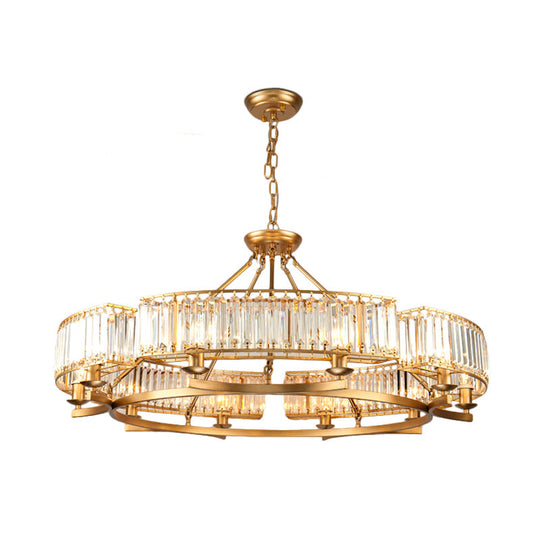 Modern Gold Crystal Prism Chandelier Pendant Light - 6/8/10 Bulb Dining Room Hanging Lamp