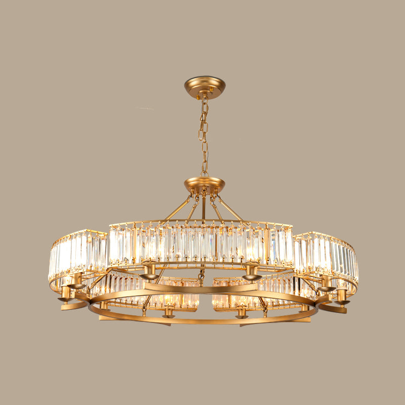 Modern Gold Crystal Prism Chandelier Pendant Light - 6/8/10 Bulb Dining Room Hanging Lamp