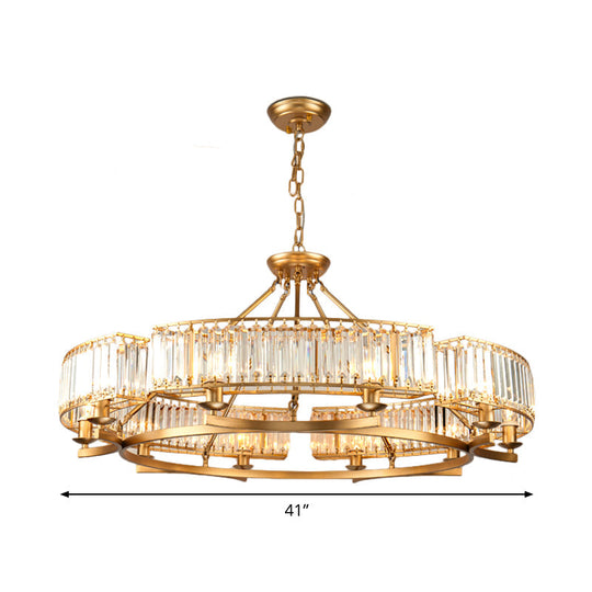 Modern Gold Crystal Prism Chandelier Pendant Light - 6/8/10 Bulb Dining Room Hanging Lamp