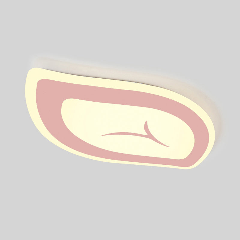 Macaron Nursing Room Led Ceiling Light Fixture - Flush Mount Acrylic Leaf Design