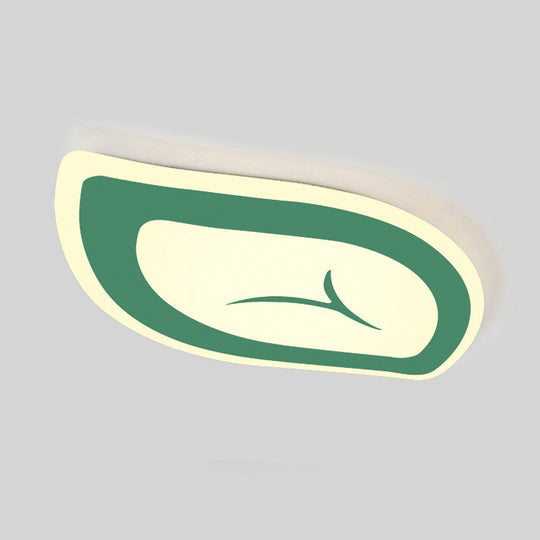 Macaron Nursing Room Led Ceiling Light Fixture - Flush Mount Acrylic Leaf Design