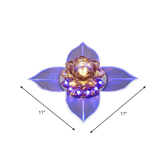 Minimal Led Flower Flush Mount Light: Clear Crystal Ceiling Lamp For Porch