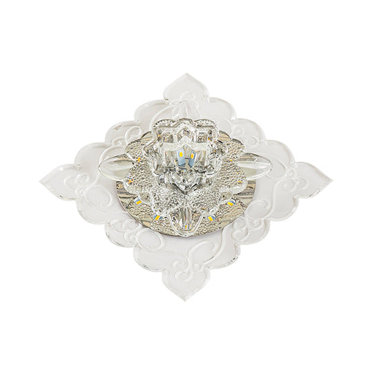 Crystal Flush Mount Led Lamp For Corridor - Elegant Ceiling Light