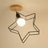 1 Head Semi Flush Mount Industrial Ceiling Light With Rotatable Globe/Barn Shade And Wooden Canopy -