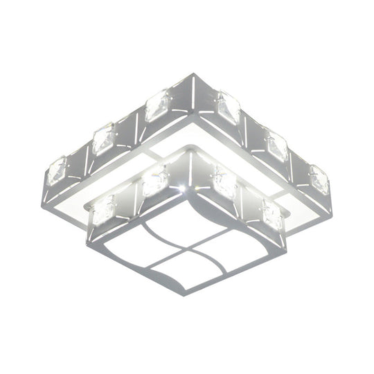 Modern 2-Tier Geometric Led Crystal Flush Light Fixture