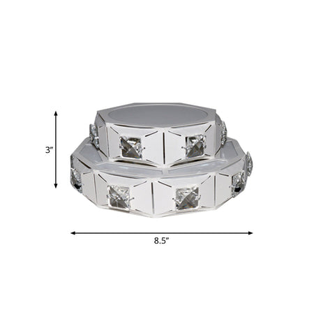 Modern 2-Tier Geometric Led Crystal Flush Light Fixture