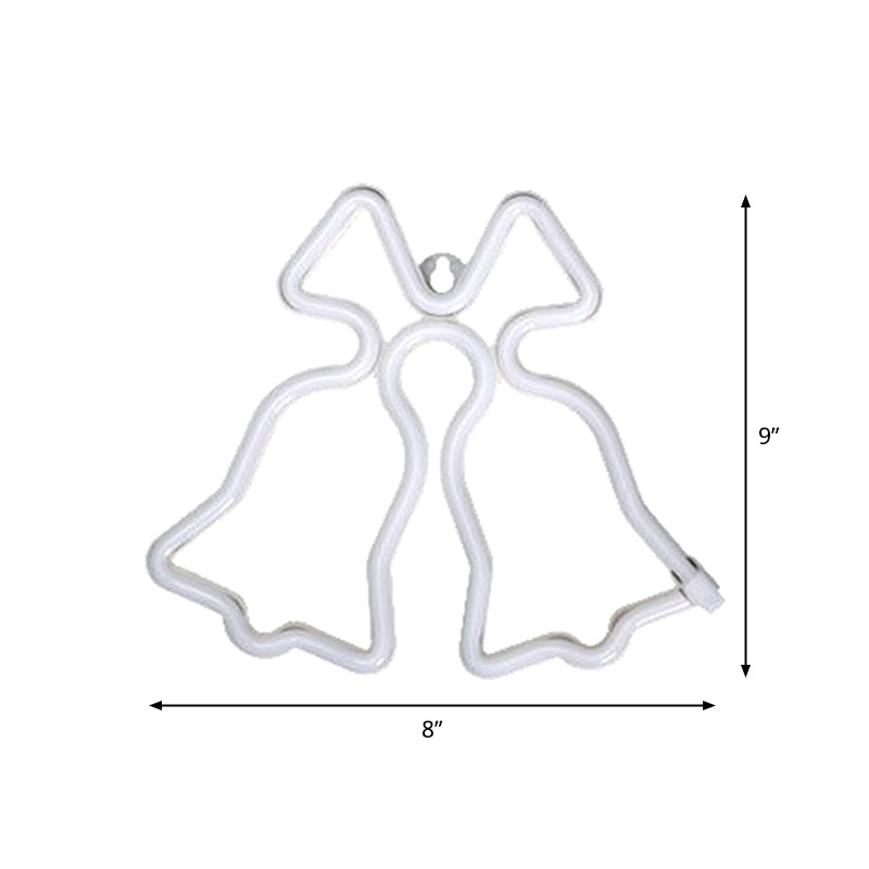 Cartoon Style White Jingle Bell Nightstand Lamp: Mini Led Plastic Wall Lighting