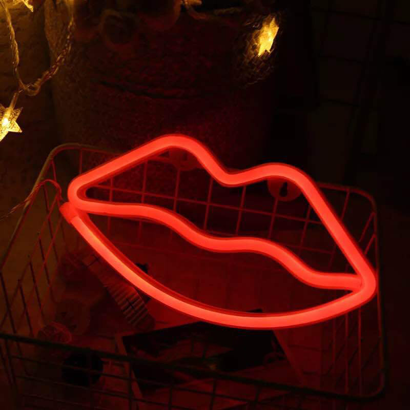 Childrens Red Lip Nightstand Light - Contemporary Led Plastic Wall Lighting For Fun And Modern Rooms