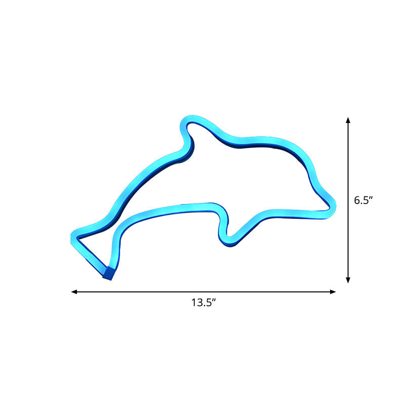 Creative Battery Powered Led Dolphin Boys Bedroom Wall Light In White