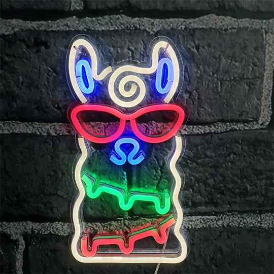 Cartoon Style Alpaca Mini Wall Night Light For Kids Bedroom - Led Nightstand Lamp In White