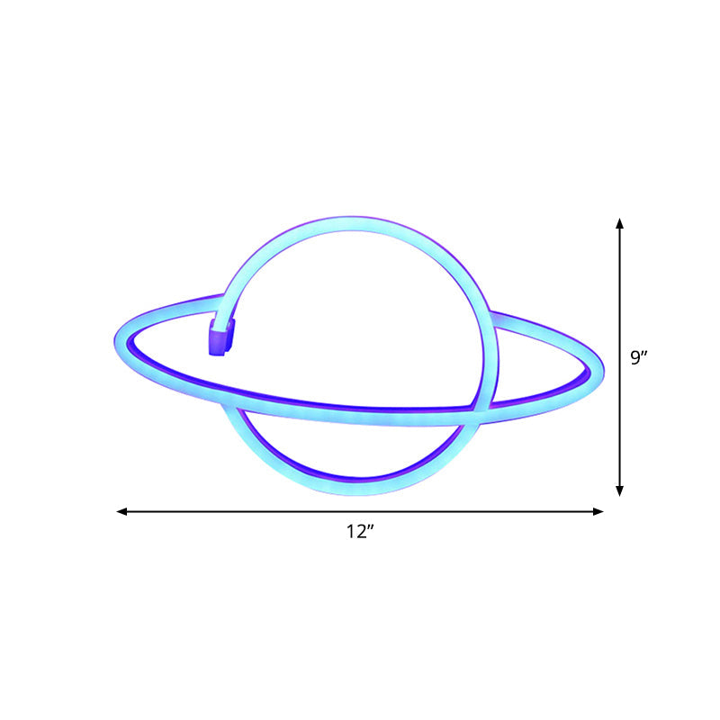 Contemporary Led Nightstand Lamp: Plastic Planet Wall Night Light In White