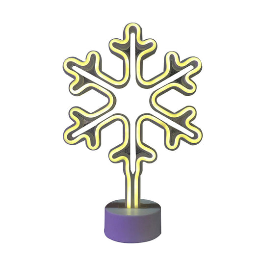 Mini Snowflake Led Nightstand Lamp - Modern Style White Battery-Powered