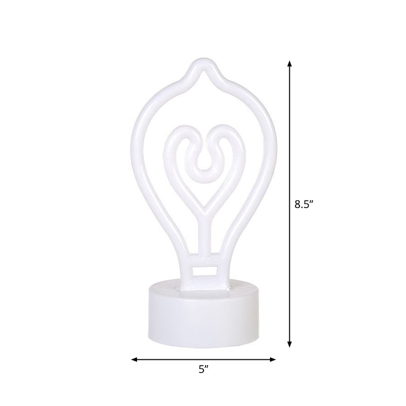 Led Cartoon Table Lamp With Battery Operation And Plastic Shade - White Bulb Shape
