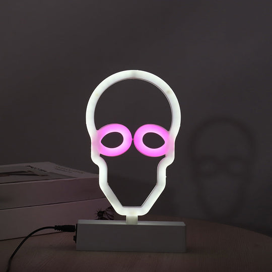 Modern Led Geometrical Nightstand Lamp - White Plastic Bedside Light For Bedroom / F