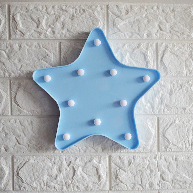 Modern Battery-Operated Led Wall Night Light - Star Stand Lighting Blue