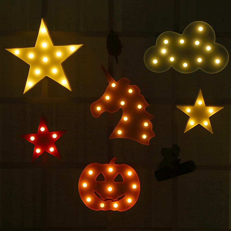 Pentastar Night Stand Lamp: Plastic Led Bedroom Lighting With Stylish Hollow-Out Design