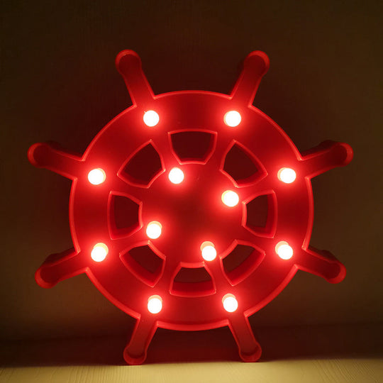 Led Wall Night Lamp For Baby Bedroom - Nordic Style Sailing Element Plastic Nightstand Lighting Red