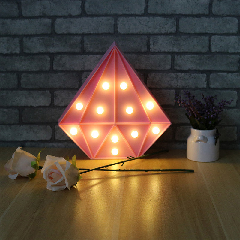 Contemporary Diamond Led Wall Night Light - Battery Operated Pink