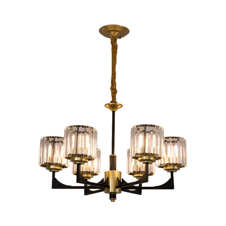 Modern Black And Brass Crystal Prism Chandelier With 4/6/12 Lights 6 /