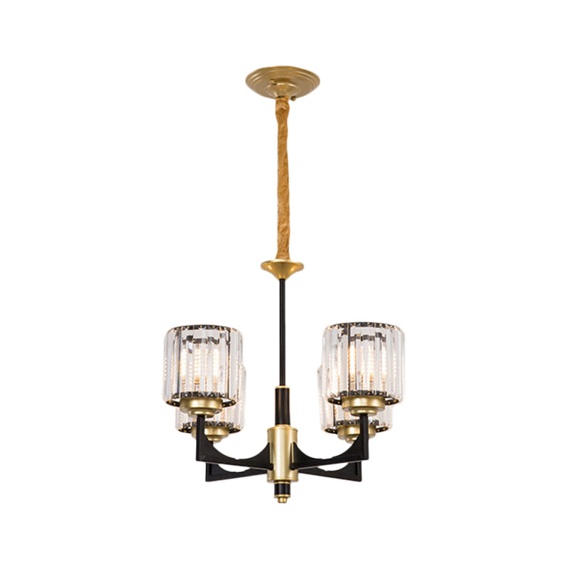 Modern Black & Brass Crystal Prism Chandelier – 4/6/12 Lights 4 /