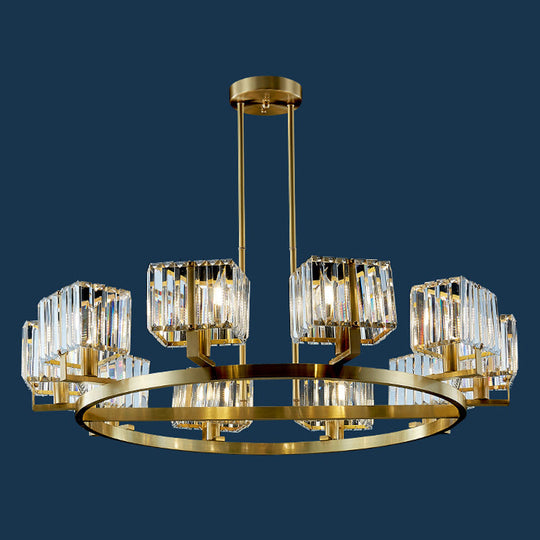Gold Crystal Chandelier With 4/8/10 Bulb Rectangle Pendant Lamp For Modern Dining Room 10 /