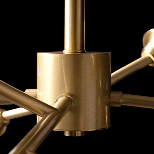 Post-Modern Crystal Flower Ceiling Light: Bedroom Chandelier (Brass 6/12/15 Heads)