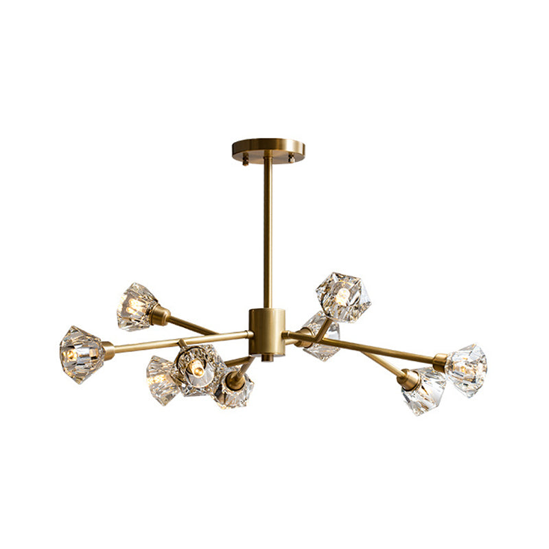 Post-Modern Crystal Flower Ceiling Light: Bedroom Chandelier (Brass 6/12/15 Heads)