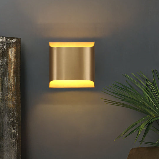 Gold Metal Led Wall Light With Modern Cut Geometry Ideal For Bedside Ambiance
