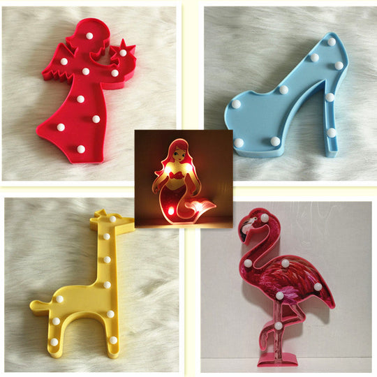 Modern Led Night Lamp For Girls Room With Funky Plastic Design